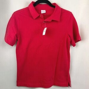 NWT HANNA ANDERSSON Boys (10) 100% Cotton Polo Short Sleeve Red Shirt NEW